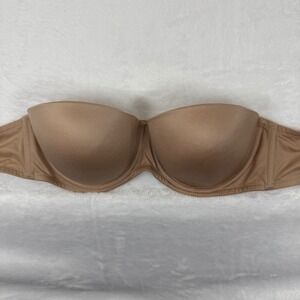 Victoria's Secret 36C Strapless Push Up‎ Bra Beige Underwire No straps